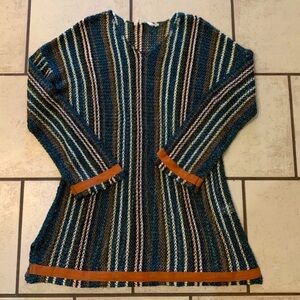 Soft Surroundings Open Shimmer Knit Multi Striped Pullover Top